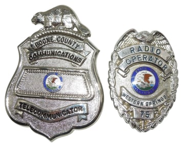 Vintage Police Badges Illinois Boone County & Western Springs Radio Dispatchers