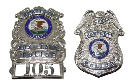 Vintage Auxiliary Police Badge & Cap Pin Bartlett, Illinois