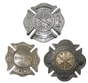 Vintage Fire Badges Letterkenny Ordnance Depot Lyndonville Millwood