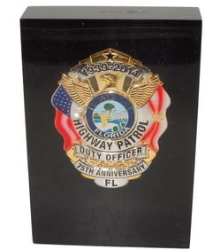 2014 Florida Highway Patrol Duty Officer 75th Anniversary Badge in Lucite