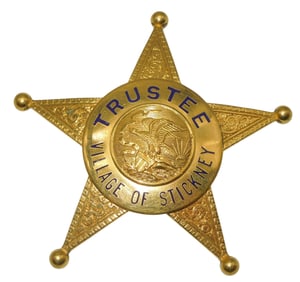 Vintage Village of Stickney, Illinois Trustee Maker Marked Star Badge