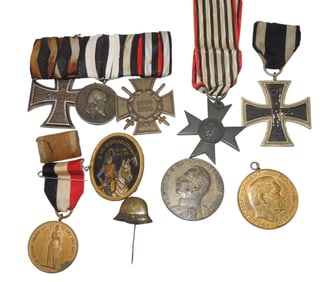 Lot WWI German Imperial Army Military Pins & Medals Iron Cross