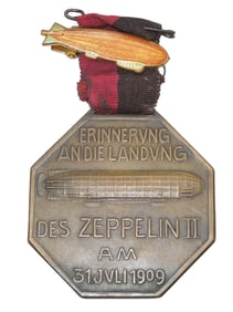 1909 German Prussian Zeppelin II Landing Blimp Medal