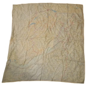 WWII Silk USAAF Army Air Force Double Sided Map of Germany France Holland Belgium
