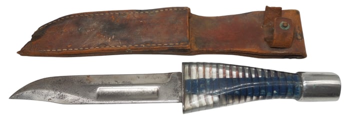 WWII US Military Theater Made US KA-BAR Trench Knife & Scabbard