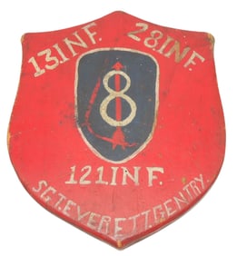 WWII US Army 8th Infantry Division Named Wooden Plaque