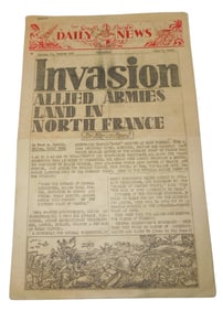 WWII June 1944 D-Day Invasion Newspaper