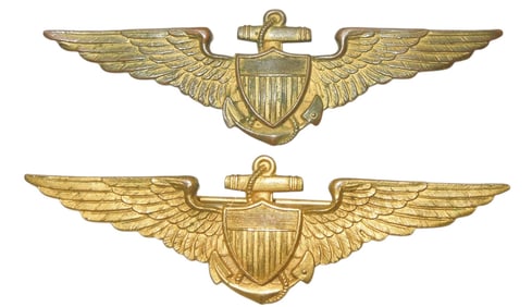 Lot (2) Pre WWII US Naval Aviator BB&B Bronze Wings Engraved