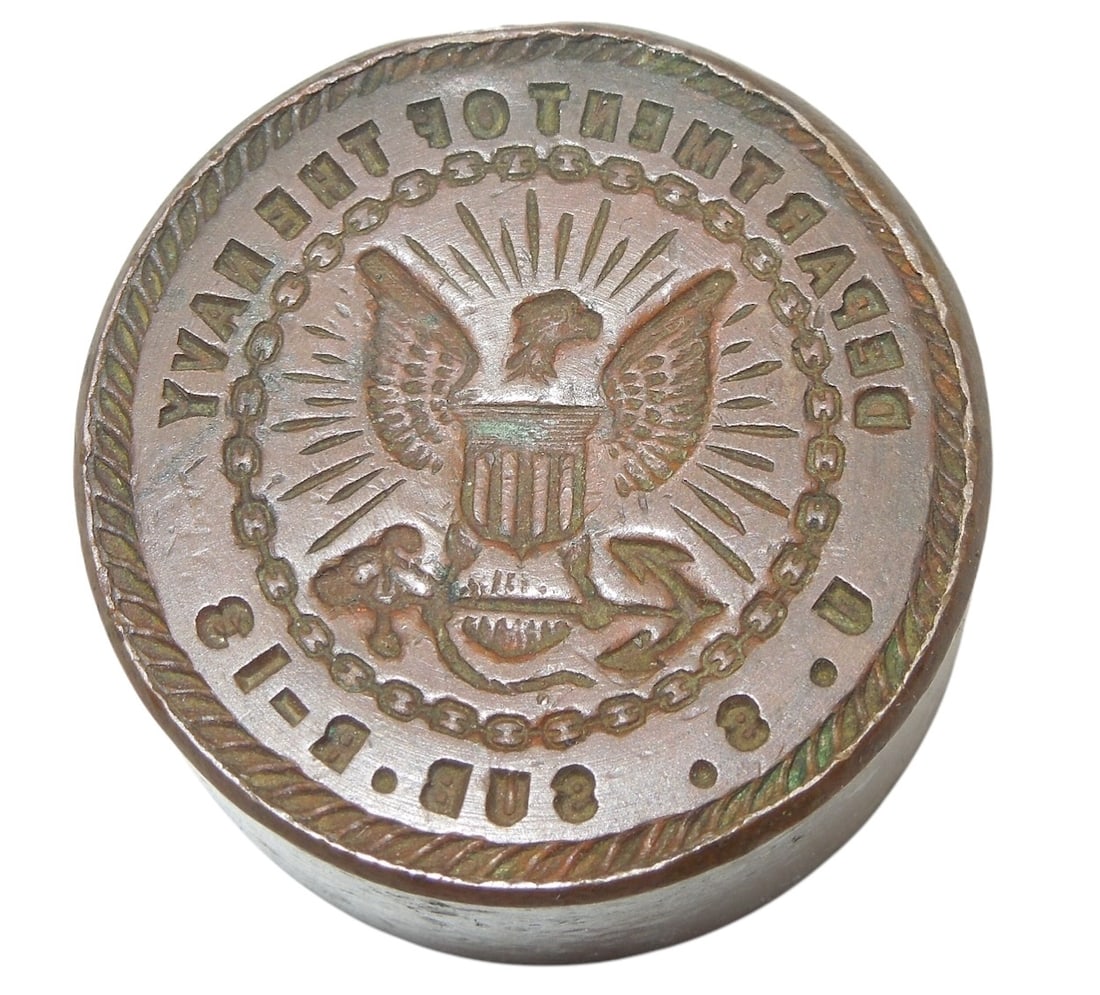 WWII US Navy Submarine R-13 Heavy Metal Stamp: On 26 May 1941, R-13 headed south to her new homeport, Key West, Florida. Arriving at the end of the month, she returned to New London in July, but was back in southern Florida in August. During the f