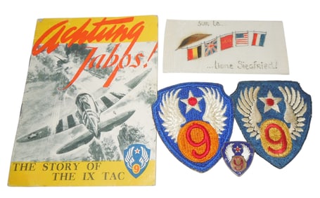 Lot WWII US 9th Army Air Force History Book Patches DUI Pin