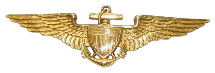 WWI 1917 Named & Engraved 18K Gold US Naval Aviator Wings Tiffany & Co