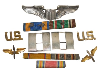 WWII US Army Air Force Sterling Josten Pilot Wings & British Made Insignia Luxenberg