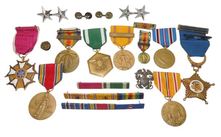 WWII US Navy Admiral Named Legion of Merit Destroyer & 14K Gold Medal Group