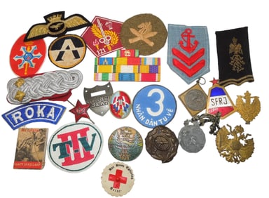 Lot WWII - Cold War Worldwide European Asian Military Badges Patches Insignia