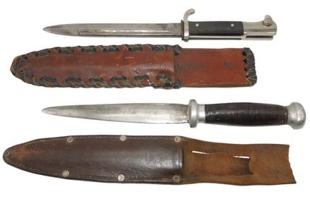 Lot (2) WWII US & German Fighting Knives K98 Bayonet