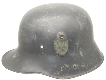 1930s German Military Helmet Shell With Decal Remnant