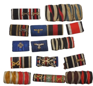 Large Lot WWI - WWII German Military Uniform Medal Ribbon Bars