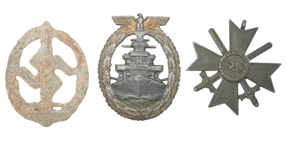 Lot WWII German SA Sports KvK & Kriegsmarine High Seas Badges