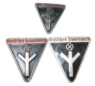 Lot (3) WWII German Womens Frauenwerk Socialist League Pin Badges