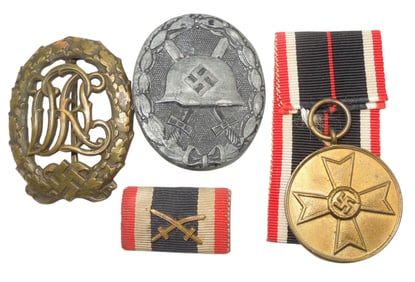 Lot WWII German Badges & Medal Wound DRL KvK