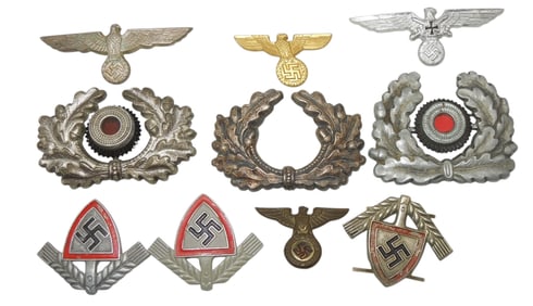Lot WWII German Military Heer & RAD Cap Badges Pins