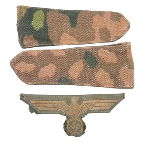 WWII German Camouflage Uniform Shoulder Boards & Eagle Patch