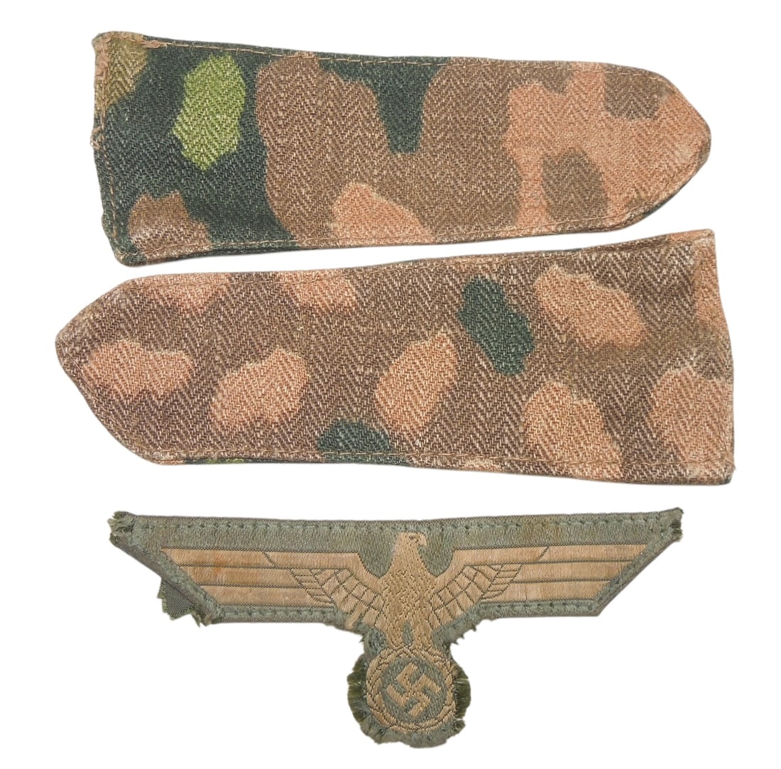 WWII German Camouflage Uniform Shoulder Boards & Eagle Patch: WWII as shown.