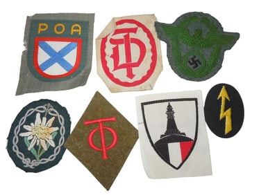 Lot WWII German Military Edelweiss Todt POA Police Patches Insignia