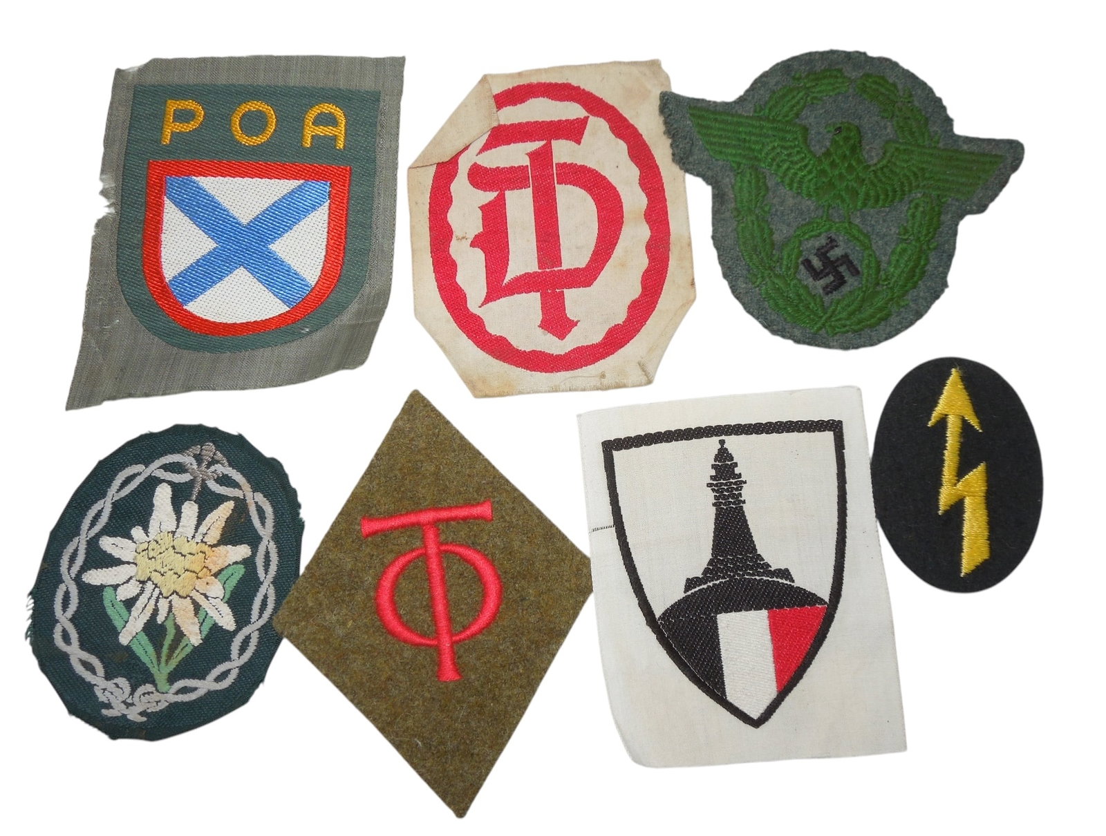 Lot WWII German Military Edelweiss Todt POA Police Patches Insignia: WWII as shown.