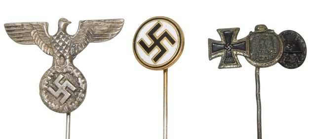 Lot (3) WWII German Military Iron Cross Eastern Front Stick Pins