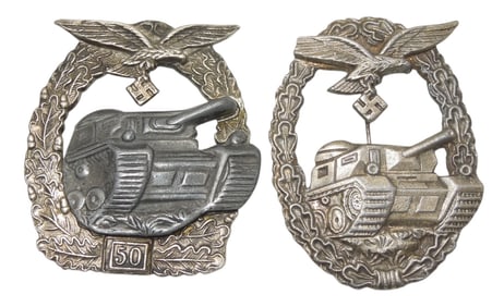 Lot (2) Post War Souval WWII Panzer German Tank Badges