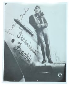 WWII Fighter Pilot Ace Wallace Hopkins Signed Photo 6 Victories