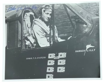WWII Flying Ace Pilot Hugh Winters Navy Cross Recipient Signed Photo