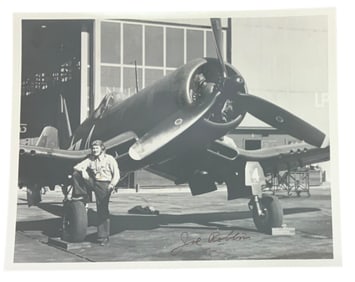 WWII Navy Pilot Ace Joe Robbins Fighter Squadron VF-3, VF-6, VF-85 Signed Photo