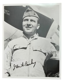 WWII USMC Marine Fighter Ace J. Hunter Reinburg Silver Star Recipient Sign Photo