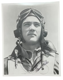 WWII Pilot Flying Ace Edwin Heller 352nd Fighter Group POW Signed Photo