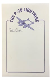 WWII Ace Fighter Pilot Robin Olds P-38 Lightning Signed Book Plate