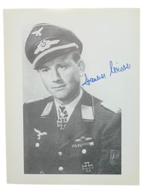 WWII German Luftwaffe Ace Fighter Pilot Johannes Wiese Signed Photo