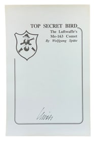 WWII German Luftwaffe Fighter Pilot Ace Wolfgang Spate Signed Book Plate
