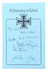 WWII Luftwaffe Pilots Signed (7) Book Plate Hartmann Spate Rall Galland Krupinski, etc.