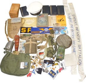 Lot WWII - Cold War Military Bonanza Lot Field Gear Insignia Medals