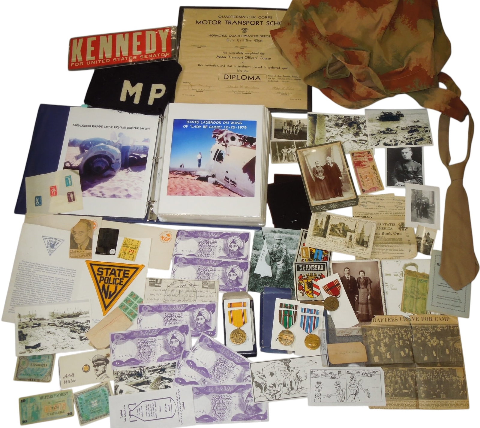 WWII - Modern US Military Paper, Ephemera, & Medal Bonanza Lot: Many of the photos are reprints, and the binder is copies of research of a crashed WWII plane.