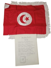 Circa 1960 Presidents Flag of Tunisia & Document