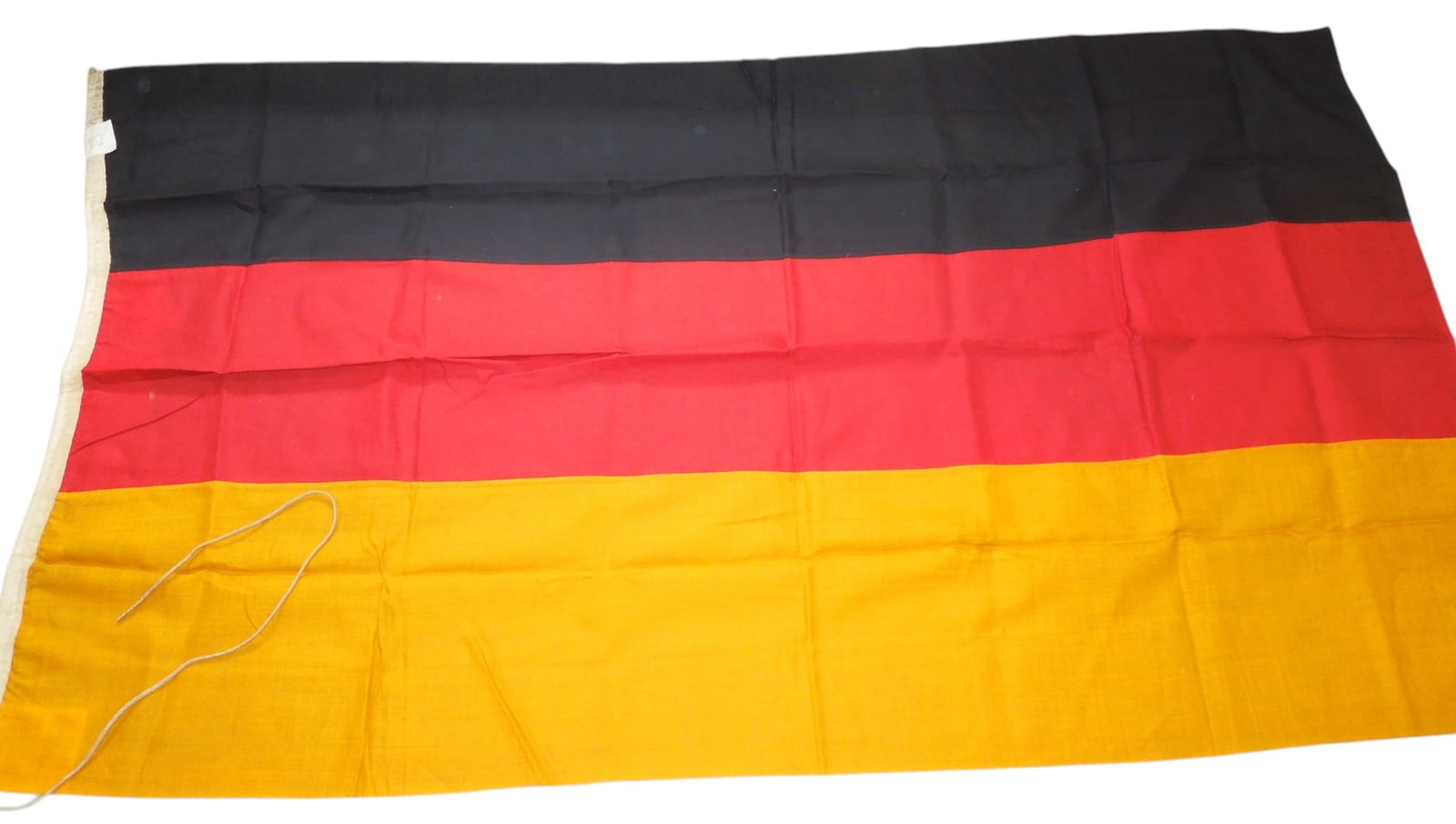 1952 West Germany Flag & Letter From Embassy: Original flag from the Dr. Clarence Rungee International Flag Collection with inventory sheet and original letter. Measures 3 feet 6 inches by 6 feet 4 inches. Good condition with some wear from age.