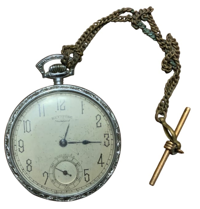 1924 Keystone Case New York Standard Watch Co. Pocket Watch (1011024) Grade 1553.: 1924 Keystone New York Standard Watch Co. Pocket Watch. Grade 1553 is a 15 jewel Openface watch maufacturered by New York Standard Watch Co.. The size 10s (1.5 inches), Model K movement features a nic
