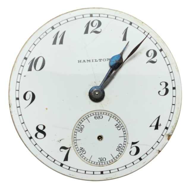 1922 Hamilton Watch Co. Pocket Watch Movement (1626737) & Dial Grade 974: 1922 Hamilton Watch Co. Pocket Watch Movement (1626737) & Dial for parts or repair. 17 jewels. Model 2. 16s (1.7 inches). The working condition has not been checked. This piece may need service due to