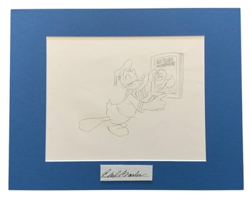 Disney Donald Duck Matted Pencil Concept Sketch Animator Cartoon Illustrator Carl Barks #1