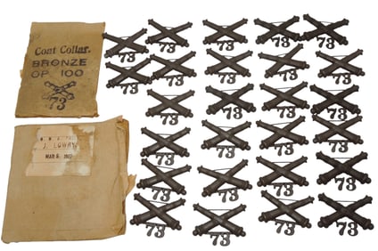 Spanish American War US Army 73rd Coast Artillery Insignia Pins Lot