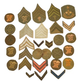 Large Lot WWI US Army Rank Insignia Patches Stripes Chevrons