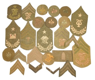 Large Lot WWI US Army Rank Insignia Patches Stripes Chevrons Quartermaster Medical Band